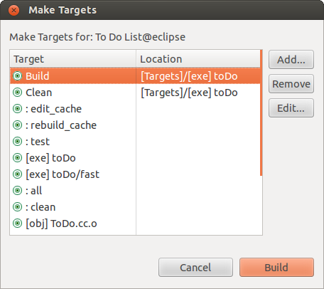 [Eclipse Makefile targets]